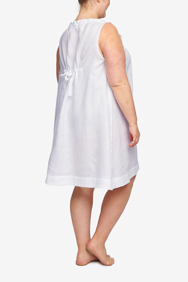 Sleeveless Nightie White Linen PLUS