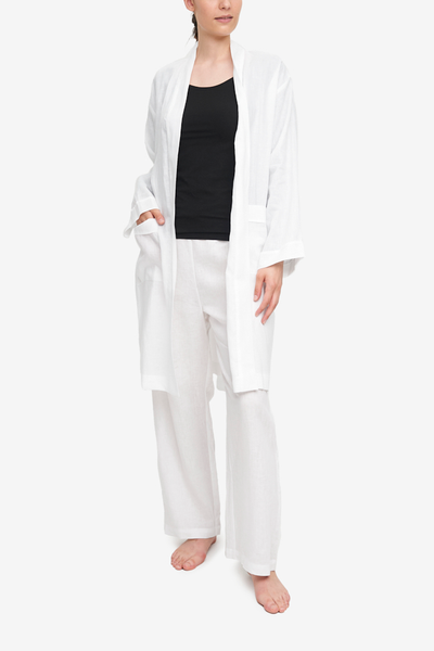 Unisex Robe White Linen