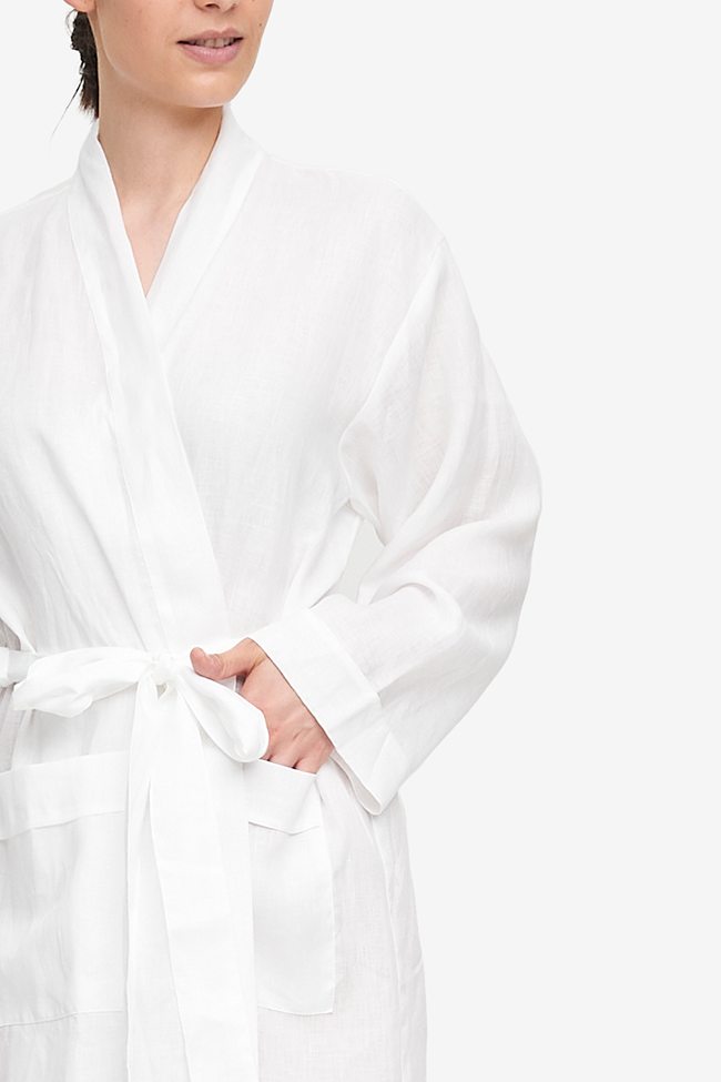 Unisex Robe White Linen