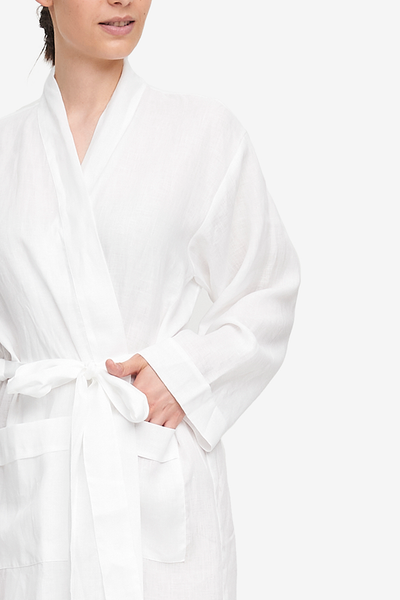 Unisex Robe White Linen