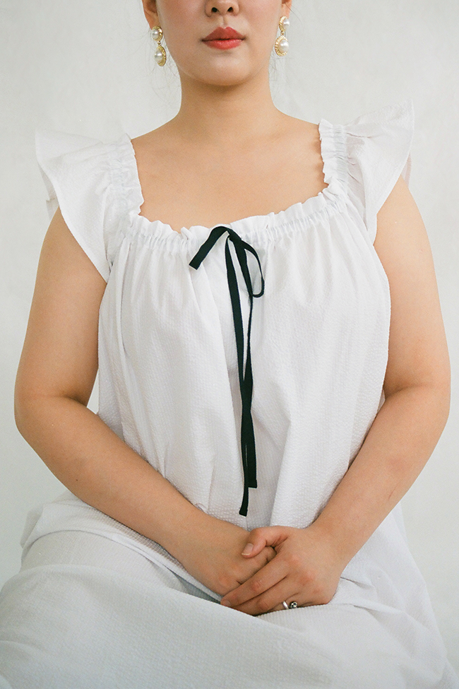 Party Nightie White Seersucker
