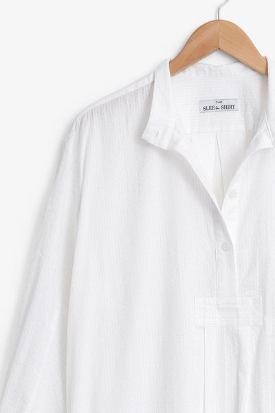 Short Sleep Shirt White Seersucker