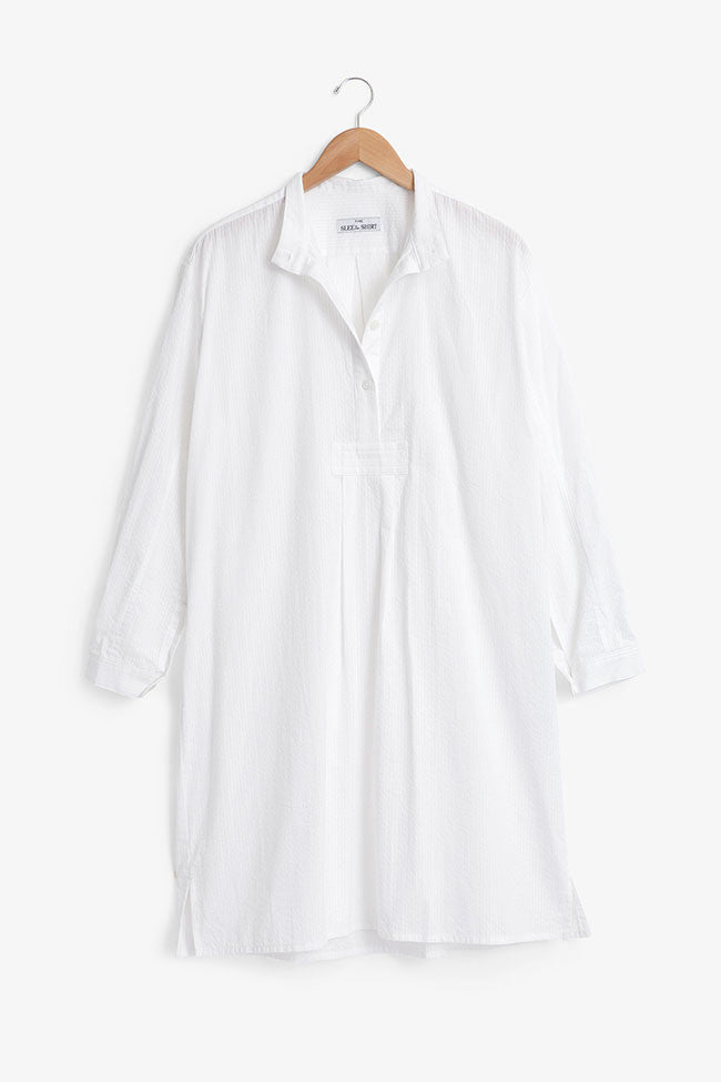 Short Sleep Shirt White Seersucker