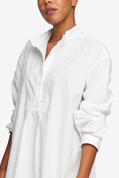 Long Sleep Shirt Washed White Poplin