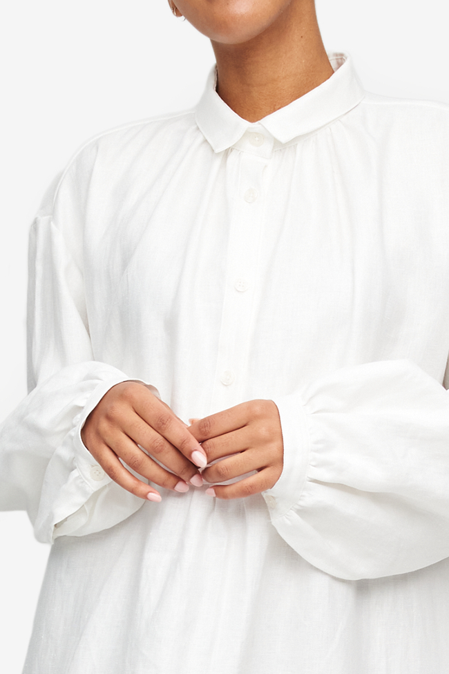 Martine Nightshirt White Weighted Linen