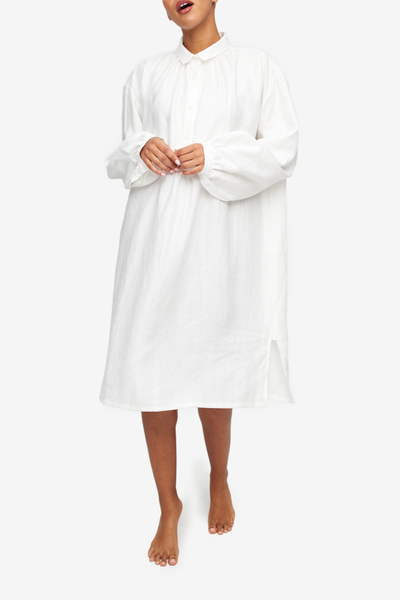 Martine Nightshirt White Weighted Linen