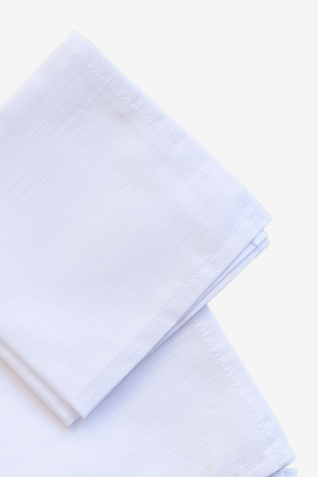 Small White Stripe Cotton Napkins - Set of 4
