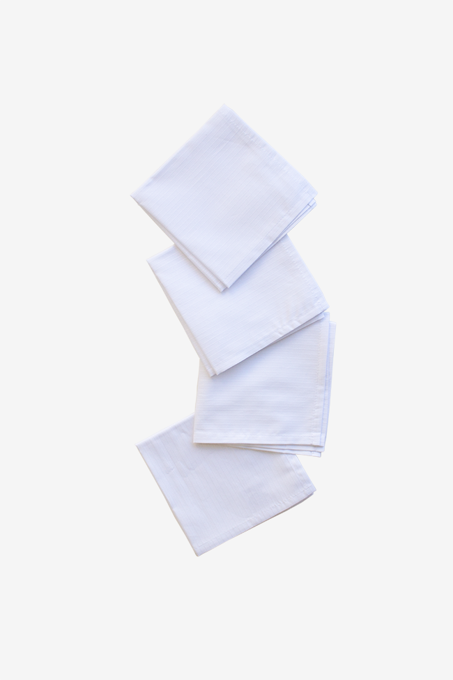 Small White Cotton Stripe Napkins - Set of 4