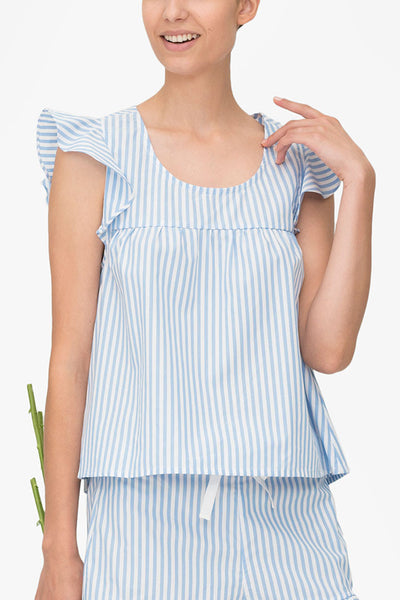 Flounce Top Wide Blue Stripe