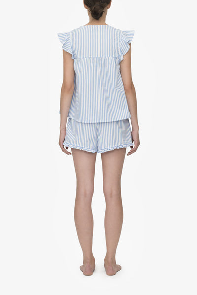Flounce Top Wide Blue Stripe