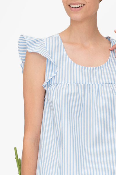 Flounce Top Wide Blue Stripe