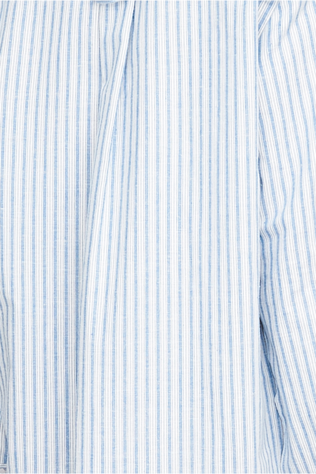 Short Sleep Shirt Sapporo Cotton Linen Stripe PLUS