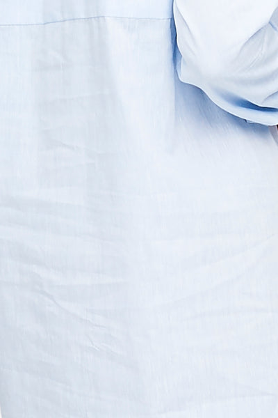 Short Sleep Shirt Sky Blue Linen Blend PLUS